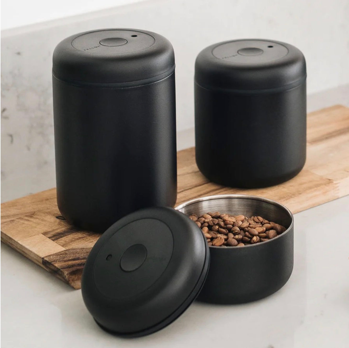 Fellow Atmos Vacuum Canister black lifestyle 1