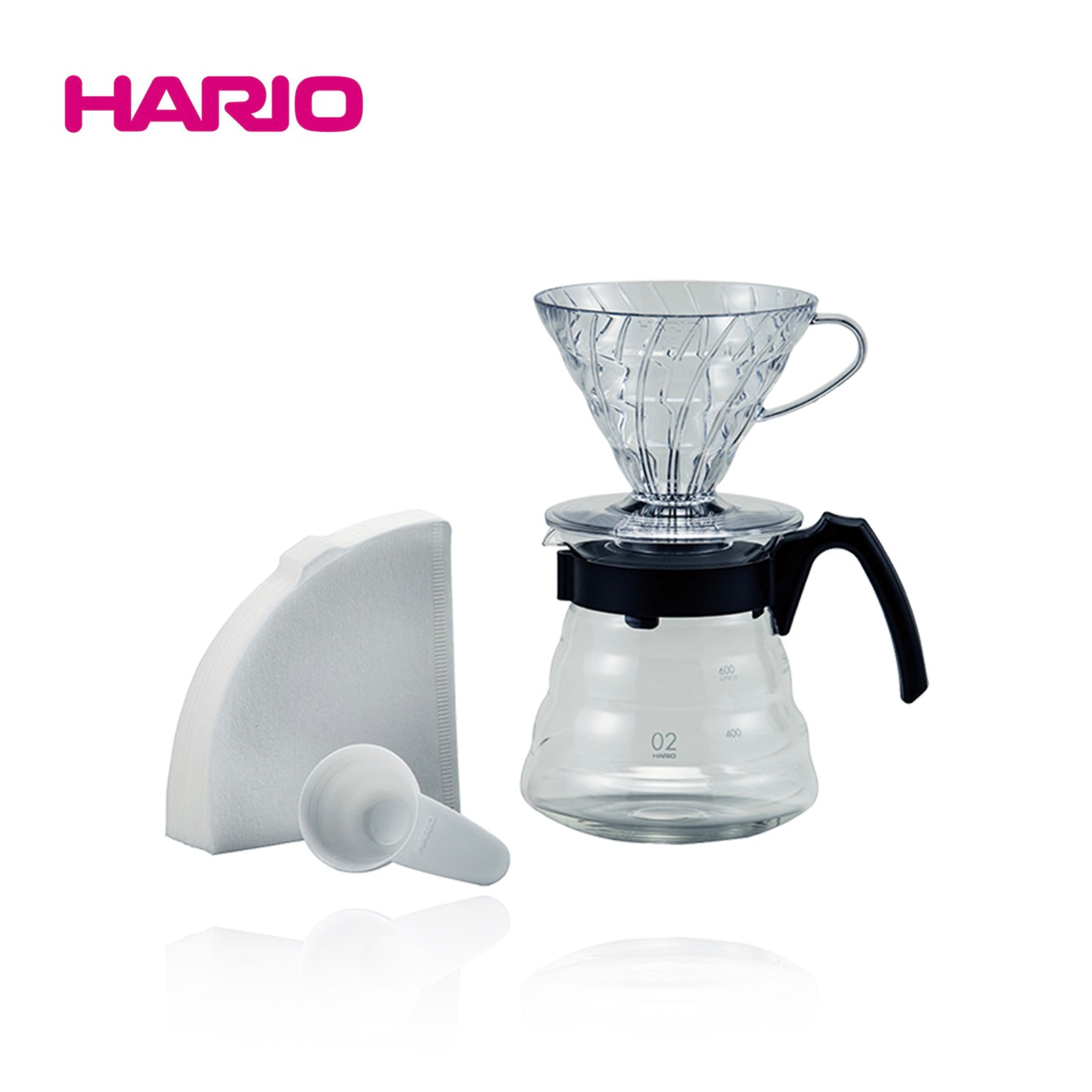 Hario V60 Craft Coffee Starter Set in Black / Red / Brown (Size 02)