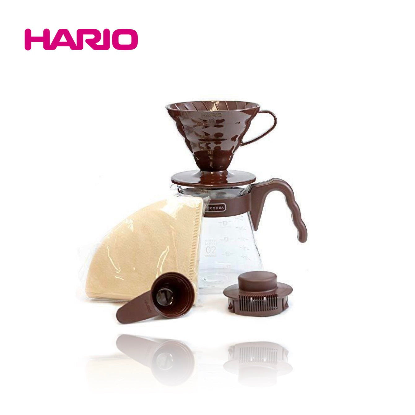 Hario V60 Craft Coffee Starter Set in Black / Red / Brown (Size 02)