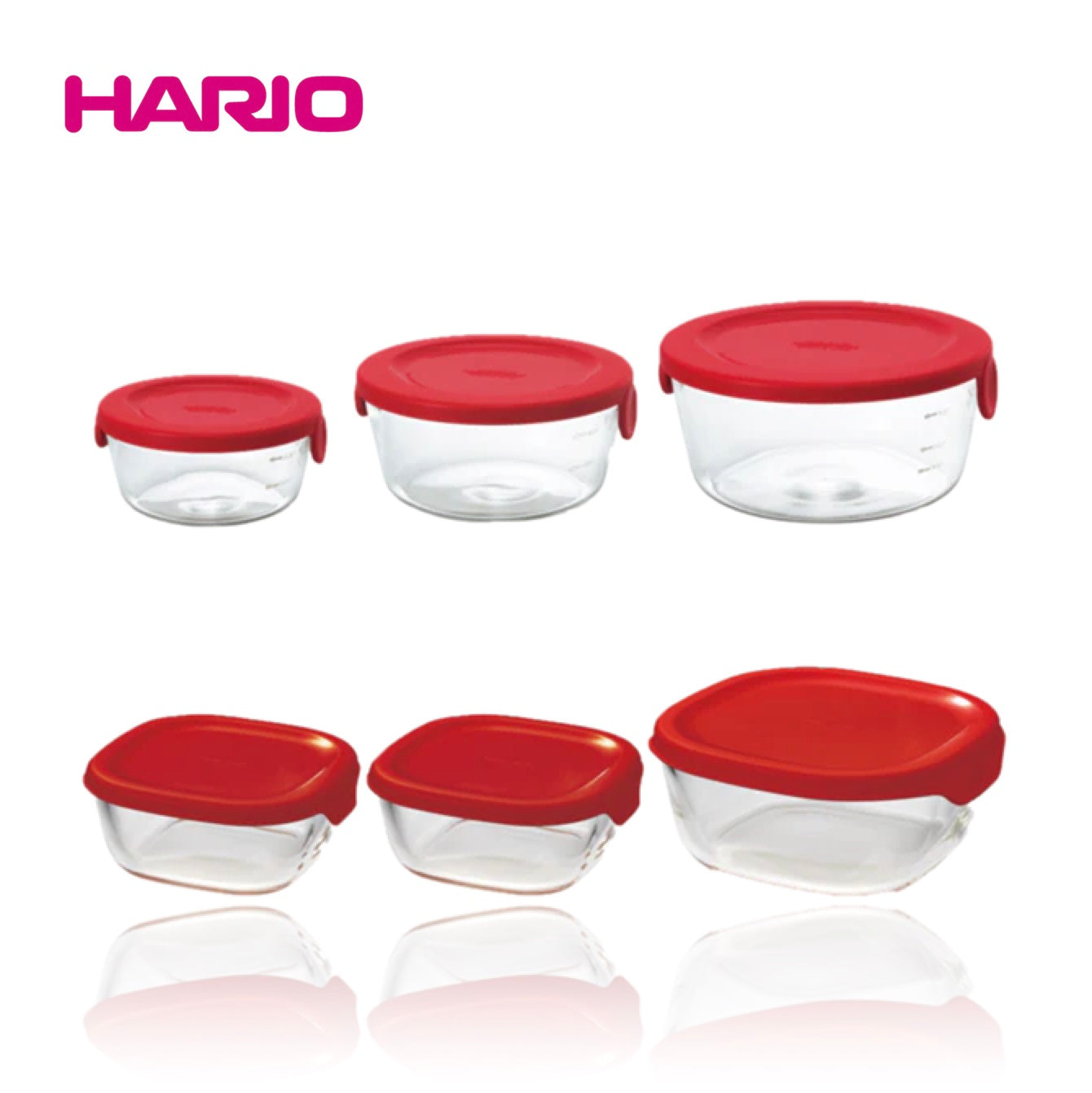 Hario Heatproof Glass Food Storage Container 3 Piece Set (Round/Square)