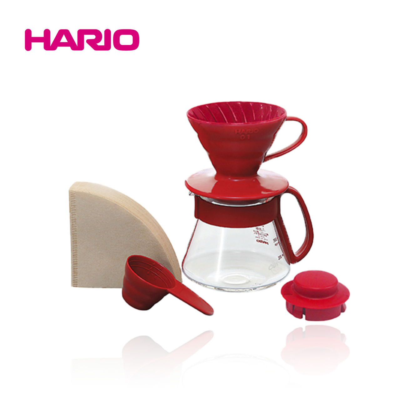 Hario V60 Color Dripper & Pot Red - Size 01