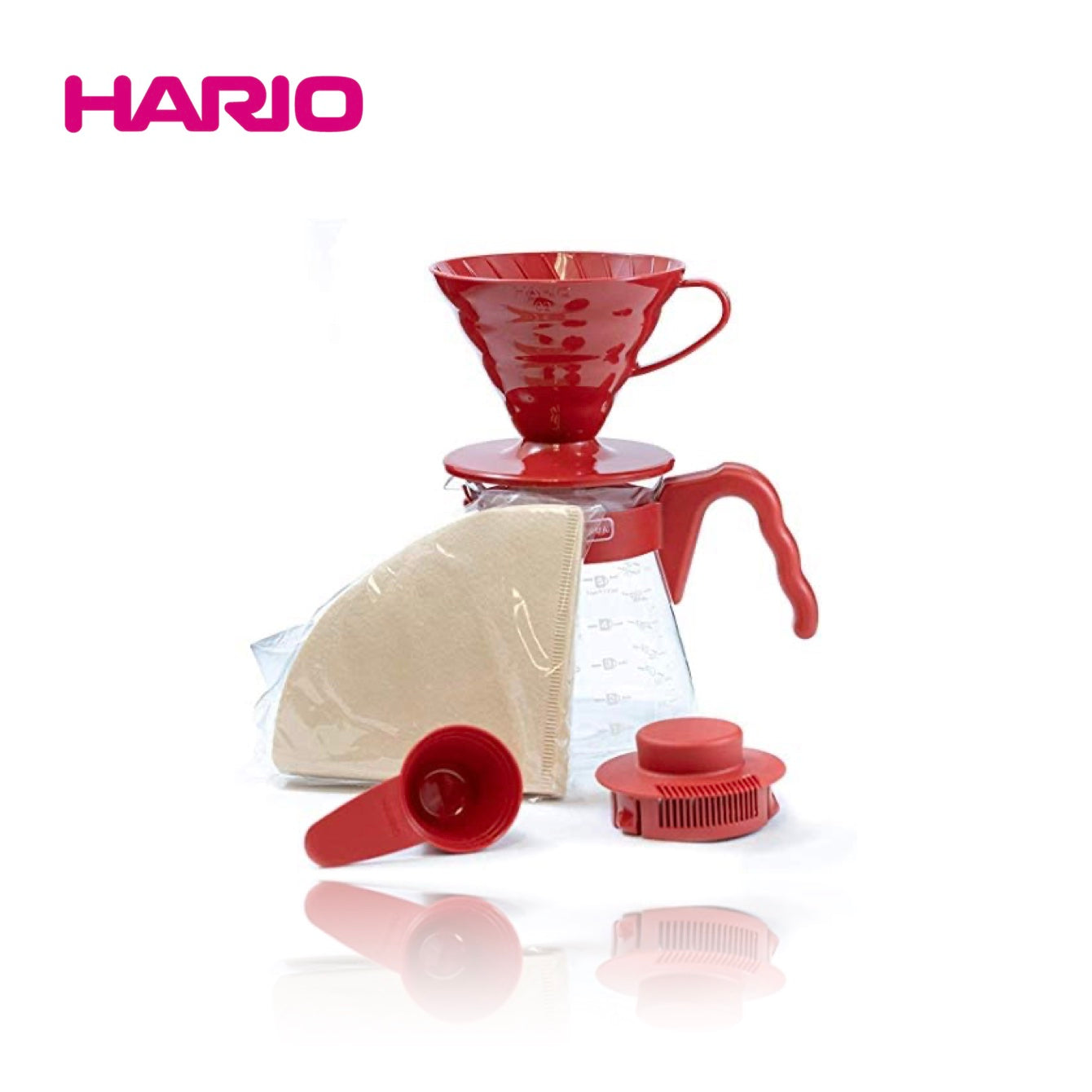 Hario V60 Craft Coffee Starter Set in Black / Red / Brown (Size 02)