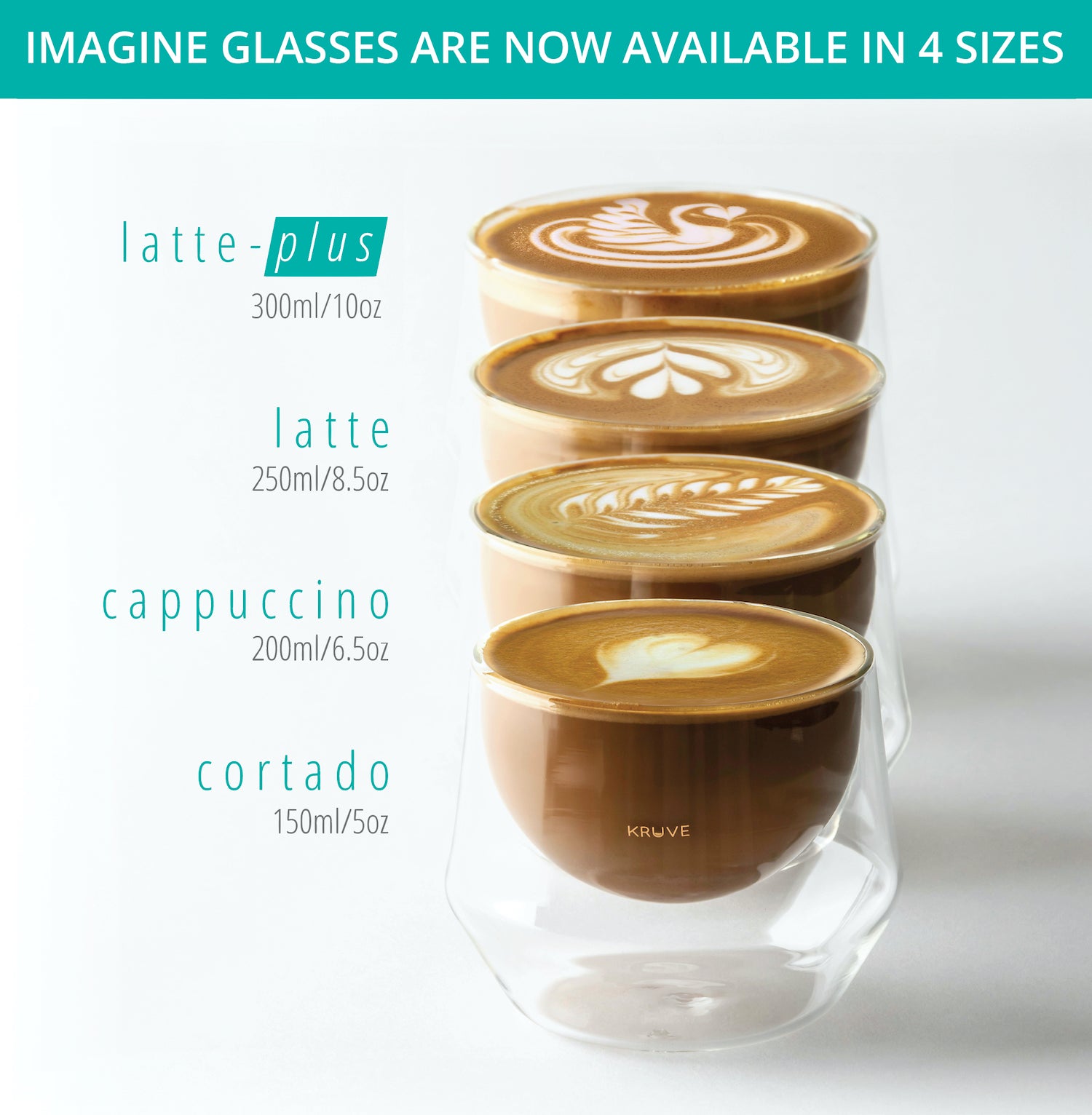 Got Milk? Introducing the new KRUVE IMAGINE glasses. Optimized for milk art  and come in 3 sizes. The perfect canvas. In stock and shipping…