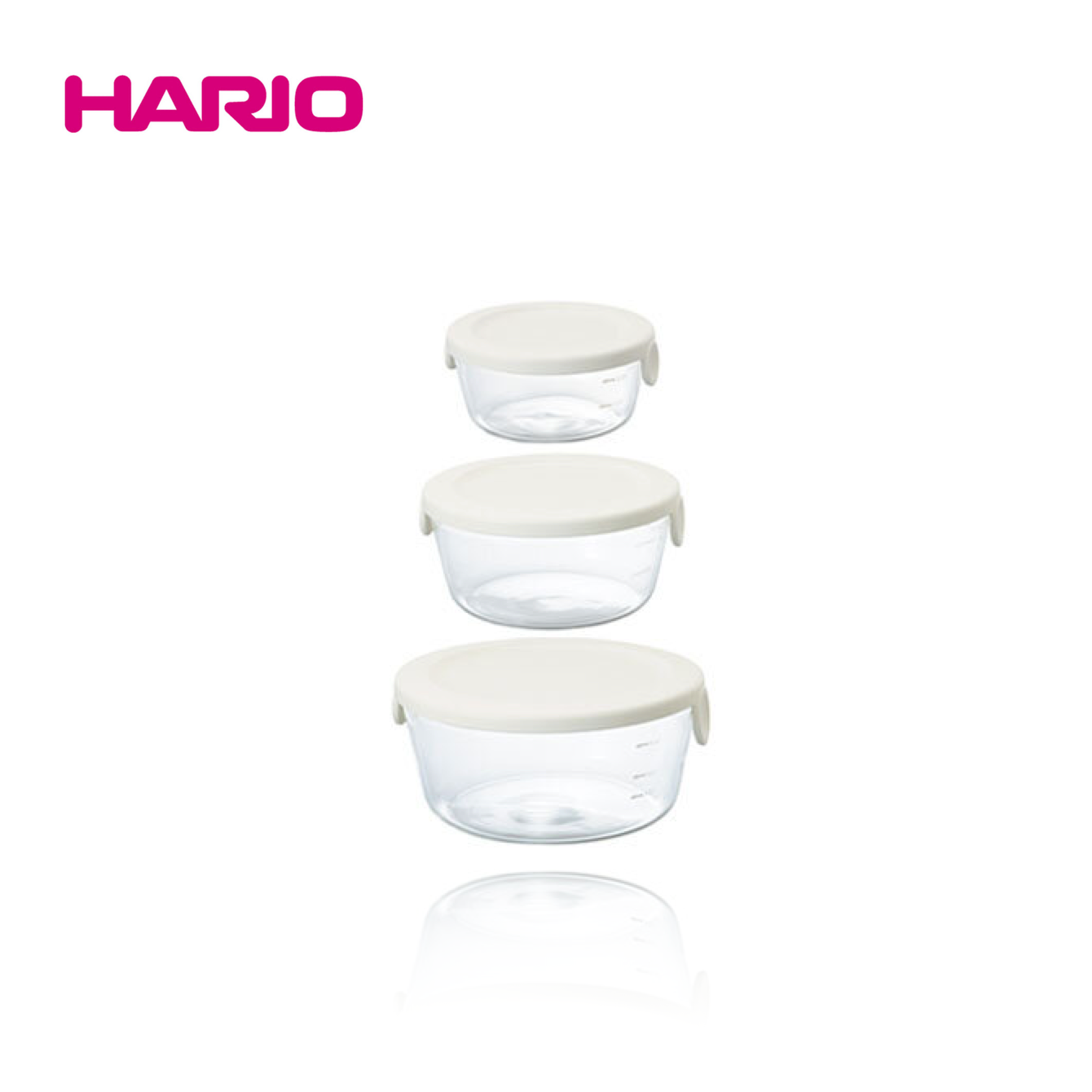 Hario Heatproof Glass Food Storage Container 3 Piece Set (Round/Square)