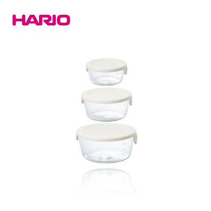 Hario Heatproof Glass Food Storage Container 3 Piece Set (Round/Square)