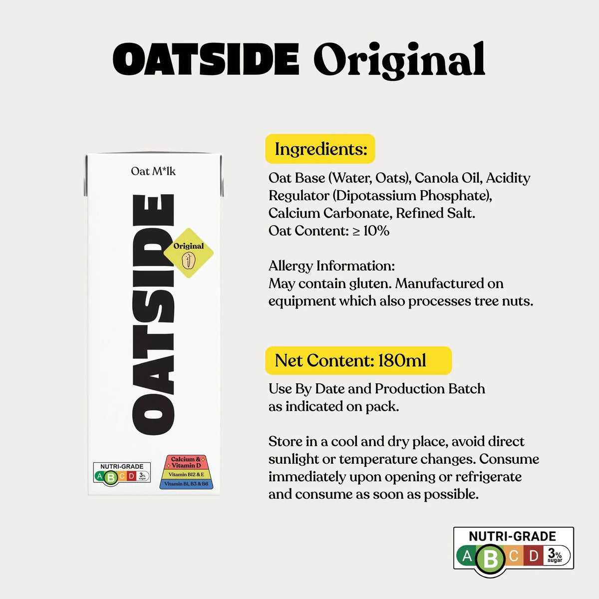 Oatside Oat Milk Barista Blend (1 carton of 24 x 180ml)