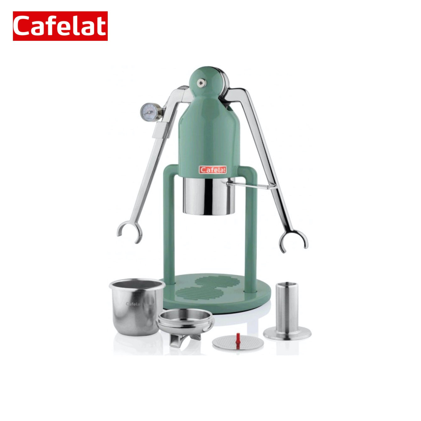 retro green Cafelat Robot Espresso Maker (with pressure gauge)