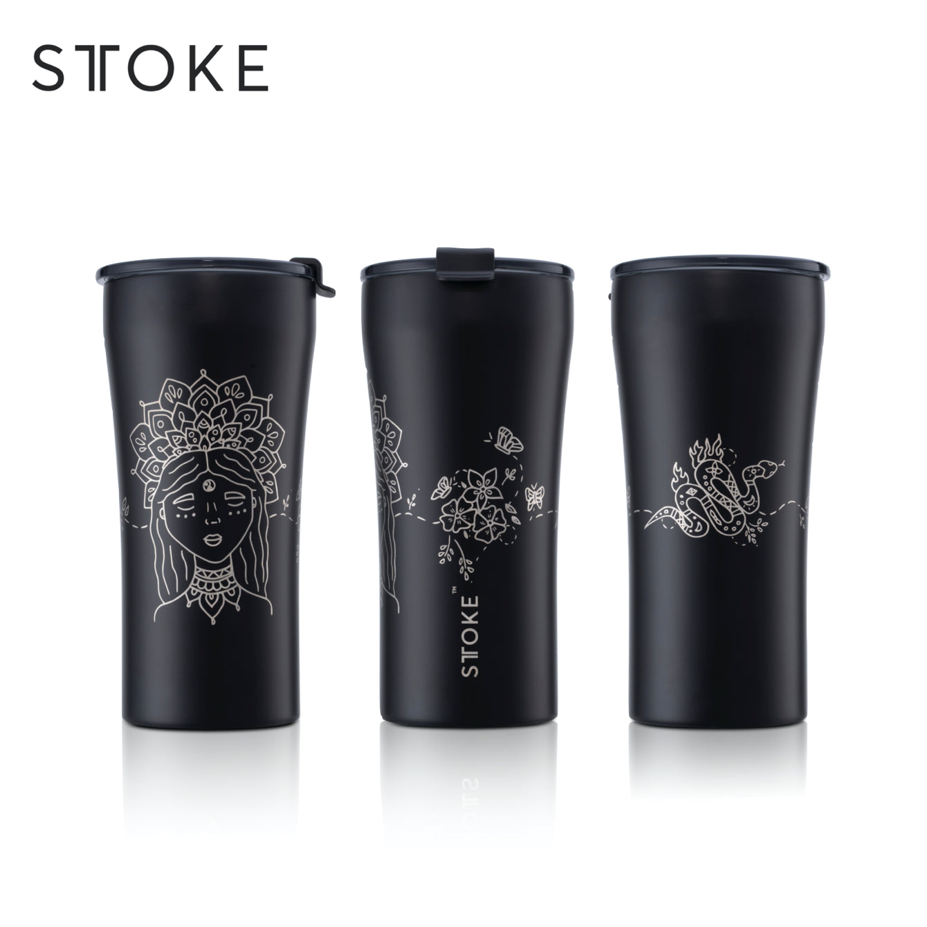 Sttoke Leakproof Ceramic Cup 16 oz black